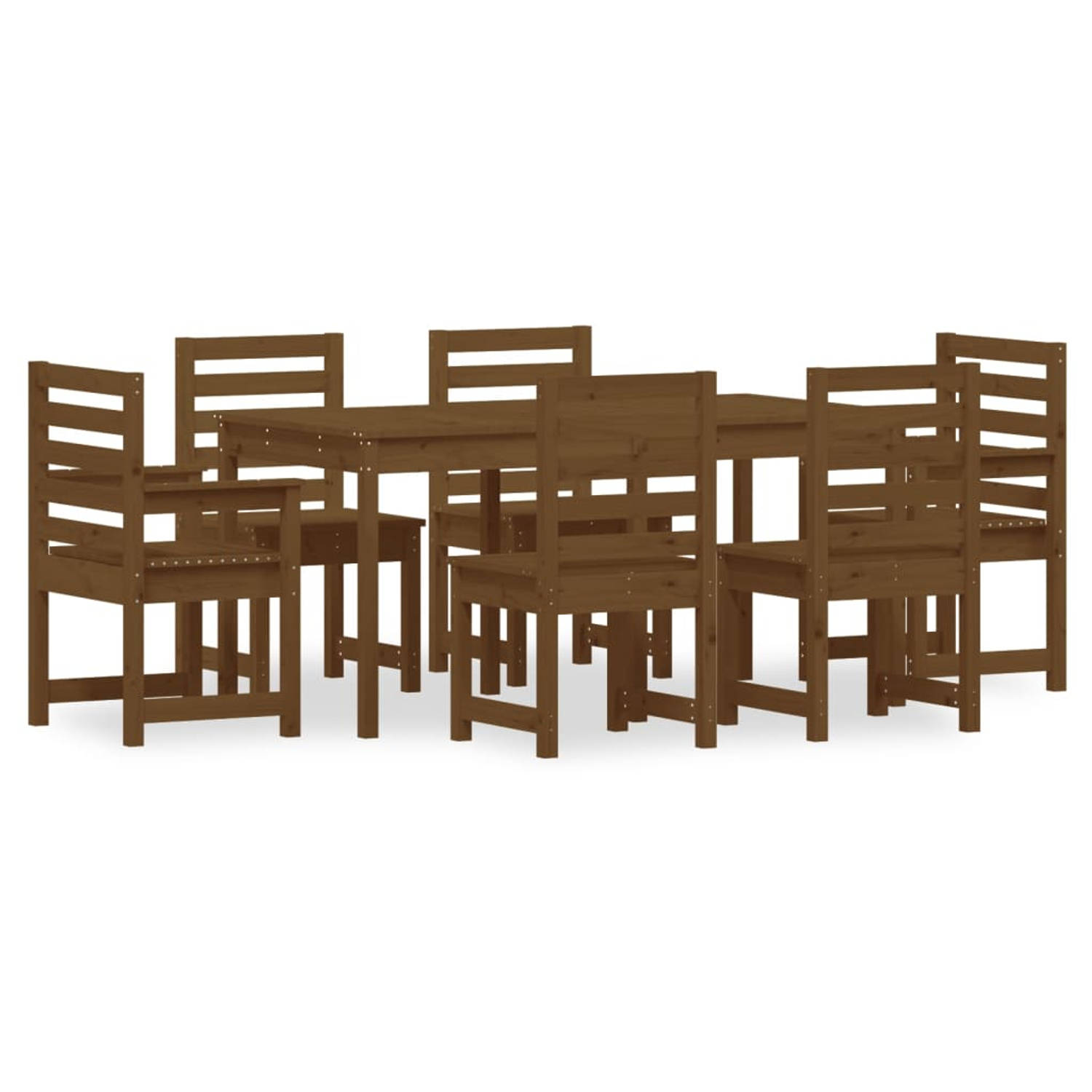 The Living Store Klassieke Houten Tuinset - Tafel- 159.5 x 82.5 x 76 cm - Stoel- 50 x 48 x 91.5 cm - Honingbruin