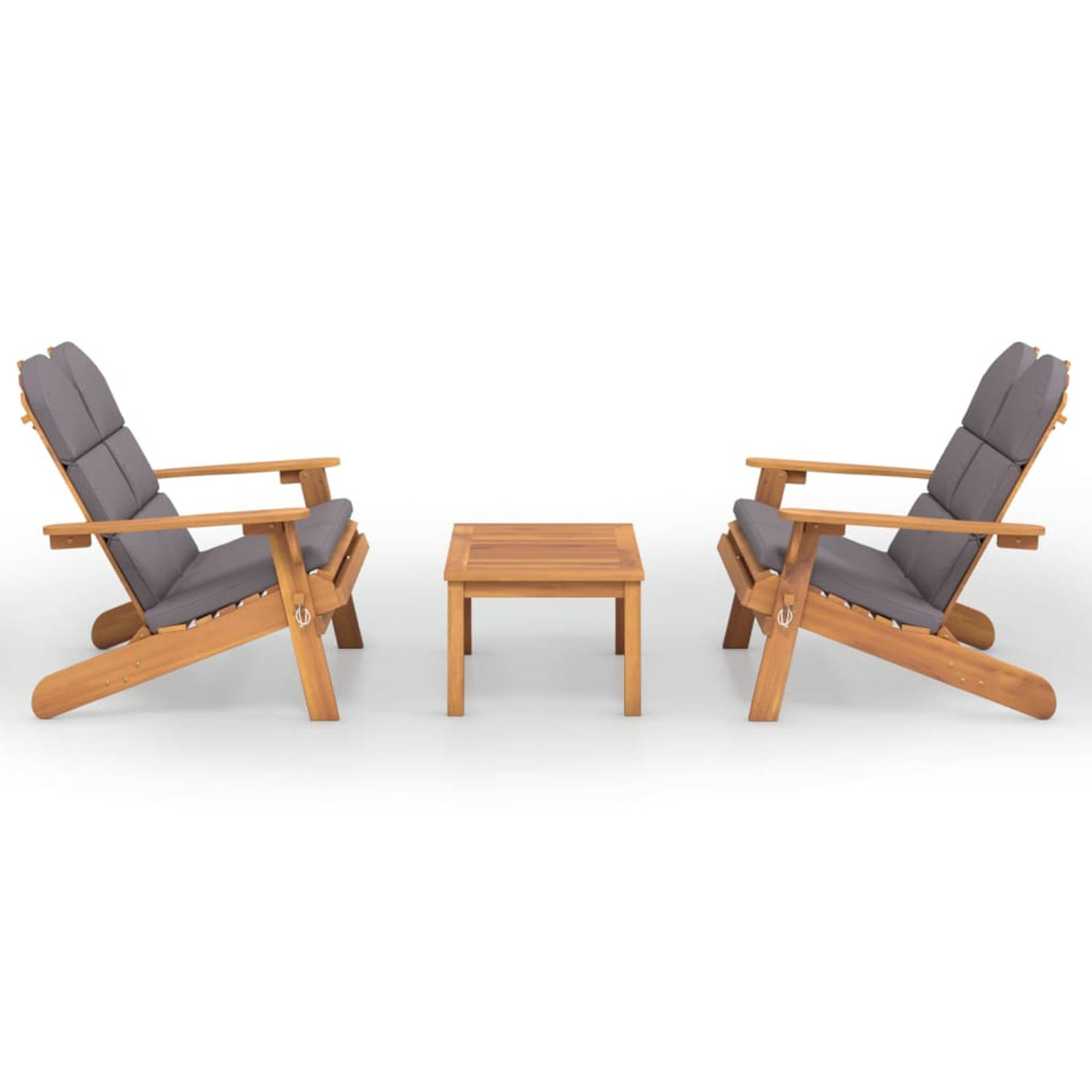 The Living Store Adirondack loungeset - Acaciahout - Inklapbaar - 126x84x90 cm - Inclusief kussens