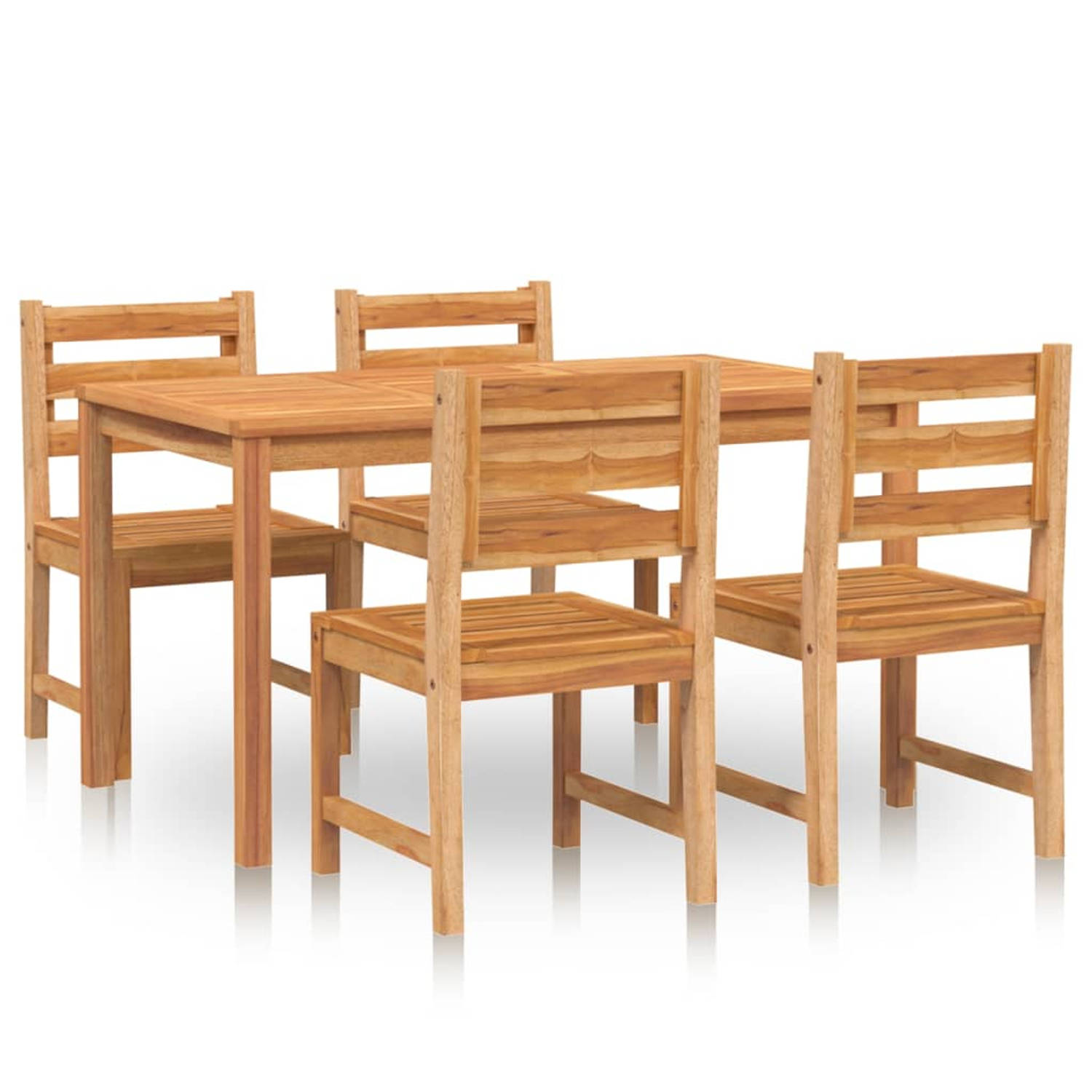 The Living Store Eethoek Massief Teakhout - Tuinmeubelset 140x80x77 cm - Comfortabele stoelen