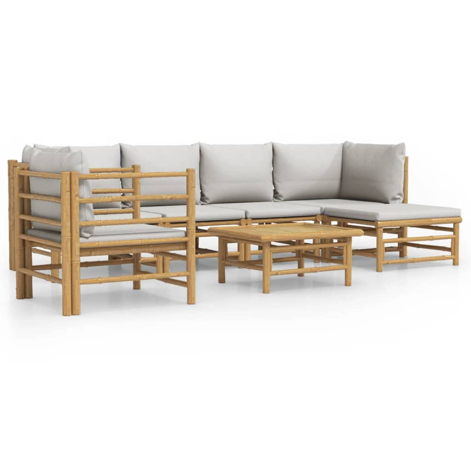 The Living Store Bamboe Tuinset - Modulaire Loungeset - Afmetingen- 55 x 69 x 65 cm - Inclusief Kussens