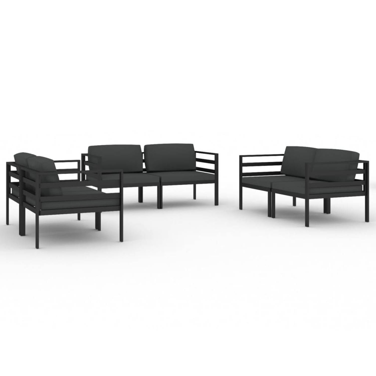 The Living Store Loungeset Aluminium - Modulair Design - Antraciet - 70 x 70 x 64.5 cm