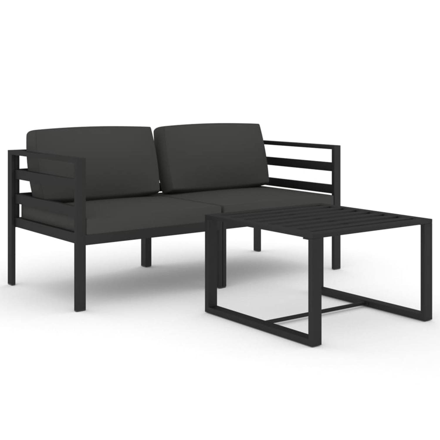 The Living Store Loungeset - Aluminium - Antraciet - Modulair design - 70x70x64.5 cm