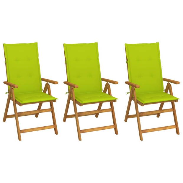 The Living Store Tuinstoelset - Massief Acaciahout - Vintage stijl - 3x stoel met kussen - Extra kussen - Groen -