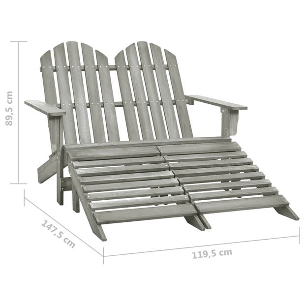 vidaXL Tuinstoel 2-zits Adirondack met voetenbank vurenhout grijs