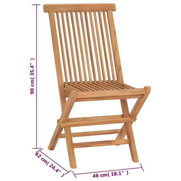 vidaXL Tuinstoelen 4 st inklapbaar massief teakhout