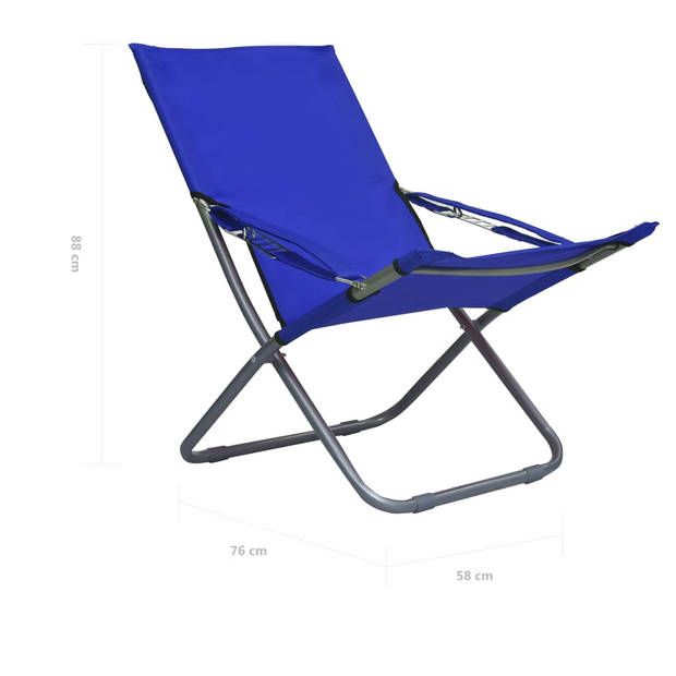 The Living Store Strandstoelen - Blauw - 58 x 76 x 88 cm - Inklapbaar