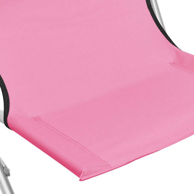 vidaXL Strandstoelen 2 st inklapbaar stof roze