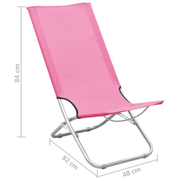 vidaXL Strandstoelen 2 st inklapbaar stof roze