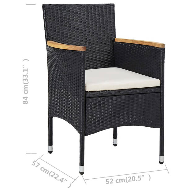 vidaXL Tuinstoelen 2 st poly rattan zwart