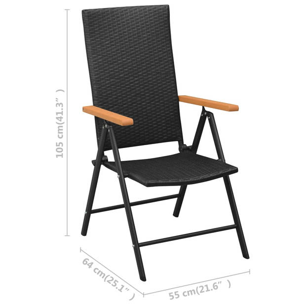 vidaXL Tuinstoelen 4 st poly rattan zwart