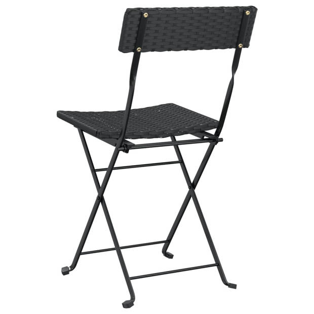 The Living Store Bistrostoelen - Inklapbaar - Zwart - 40x45x79 cm - PE-rattan en gepoedercoat staal