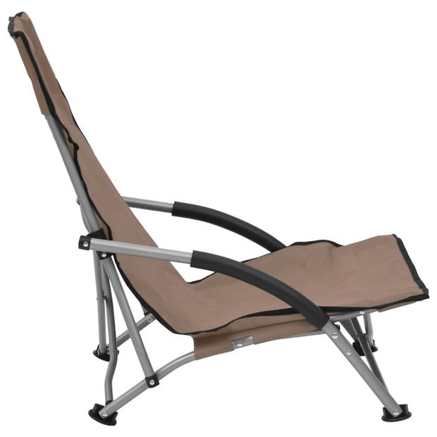 vidaXL Strandstoelen 2 st inklapbaar stof taupe