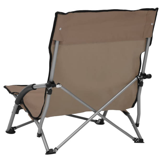 vidaXL Strandstoelen 2 st inklapbaar stof taupe