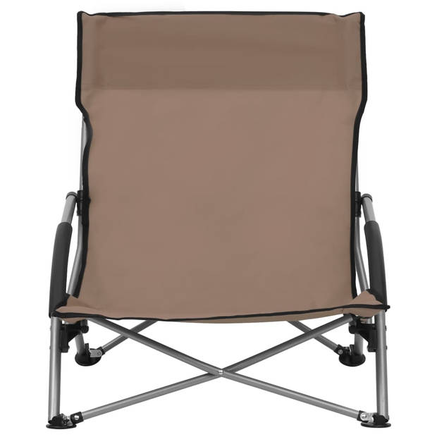 vidaXL Strandstoelen 2 st inklapbaar stof taupe