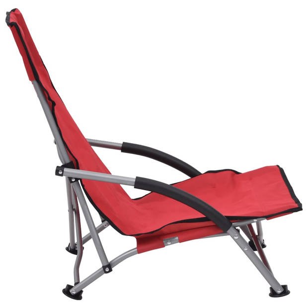 vidaXL Strandstoelen 2 st inklapbaar stof rood