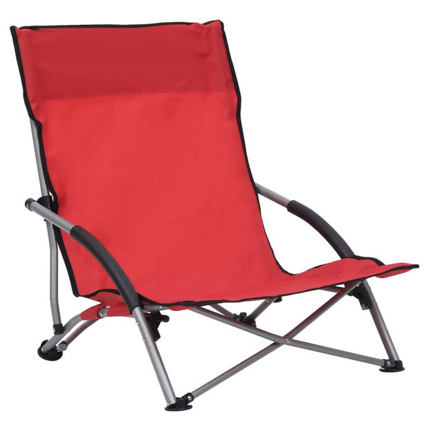 vidaXL Strandstoelen 2 st inklapbaar stof rood