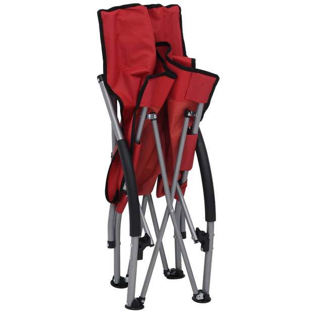 vidaXL Strandstoelen 2 st inklapbaar stof rood