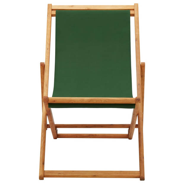 The Living Store Strandstoel Groen - Verstelbaar en Inklapbaar - Houten Frame - 60x112/119/127 cm - 3 Standen