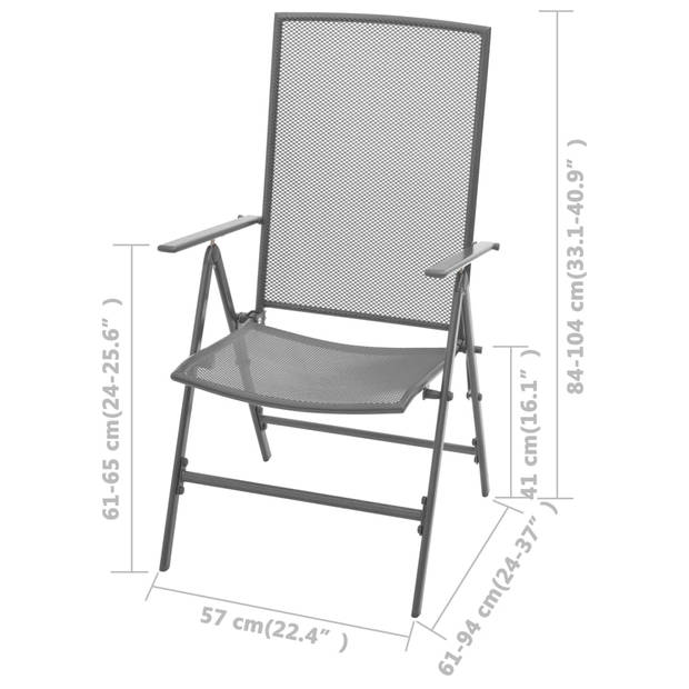 vidaXL Tuinstoelen stapelbaar 2 st staal grijs