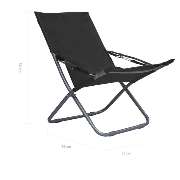 vidaXL Strandstoelen 2 st inklapbaar stof zwart