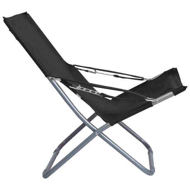 vidaXL Strandstoelen 2 st inklapbaar stof zwart