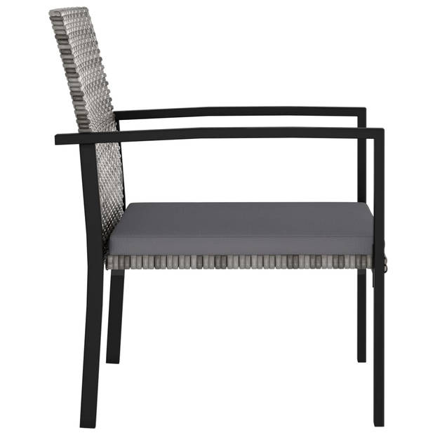 The Living Store tuinset Rattan - 70x70x73 cm - grijs - inklapbaar - met 4 stoelen - poly rattan - gepoedercoat staal