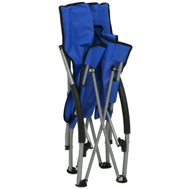 vidaXL Strandstoelen 2 st inklapbaar stof blauw