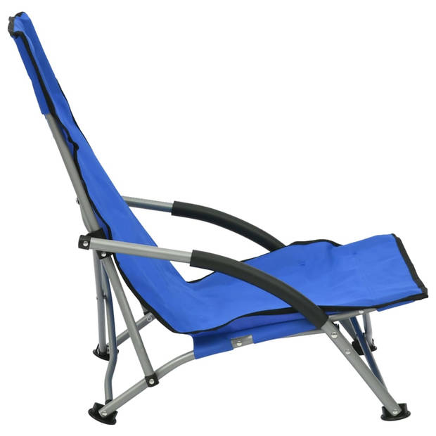 vidaXL Strandstoelen 2 st inklapbaar stof blauw