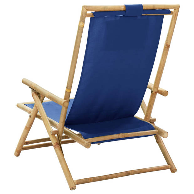 vidaXL Relaxstoel verstelbaar bamboe en stof marineblauw