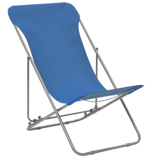 vidaXL Strandstoelen inklapbaar 2 st staal en oxford stof blauw