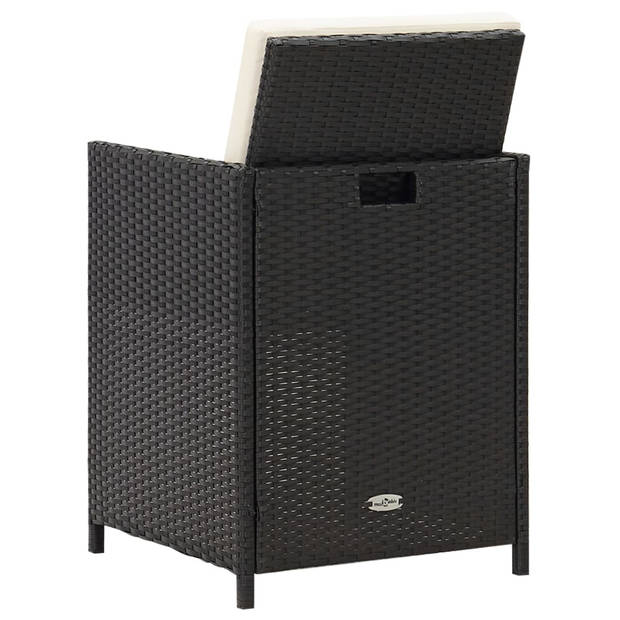 vidaXL Tuinstoelen 2 st met kussens poly rattan zwart