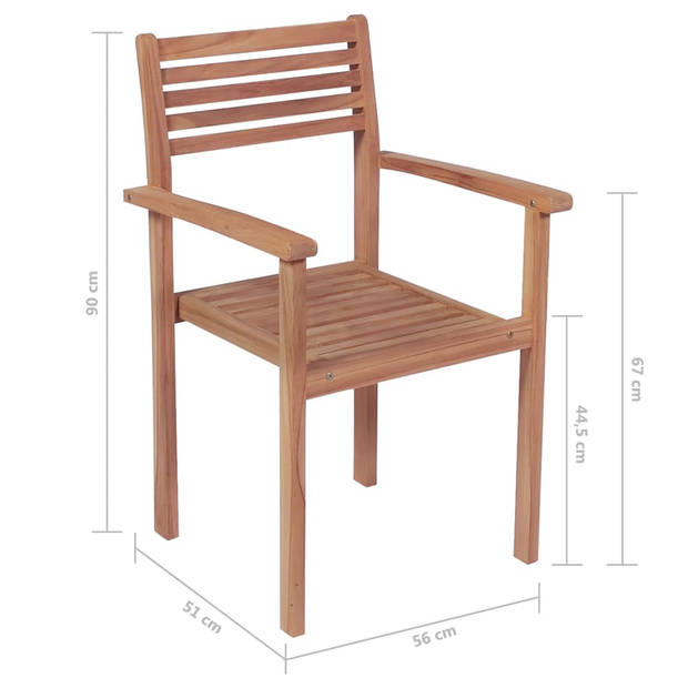 vidaXL Tuinstoelen 8 st stapelbaar massief teakhout