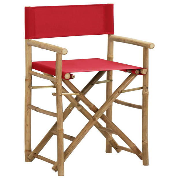 vidaXL Regisseursstoelen 2 st inklapbaar rood bamboe en stof