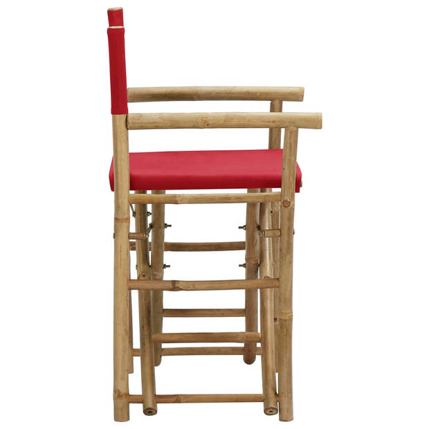 vidaXL Regisseursstoelen 2 st inklapbaar rood bamboe en stof