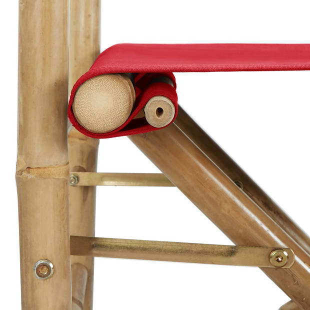 vidaXL Regisseursstoelen 2 st inklapbaar rood bamboe en stof