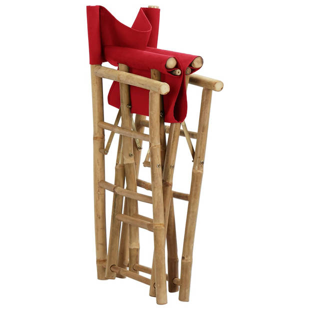 vidaXL Regisseursstoelen 2 st inklapbaar rood bamboe en stof