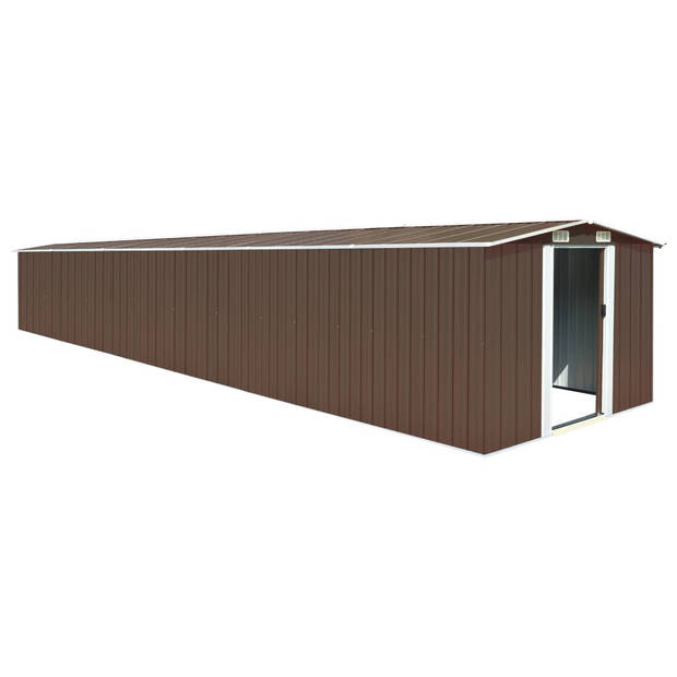 The Living Store Gegalvaniseerd Stalen Schuur - 257 x 779 x 181 cm - Bruin