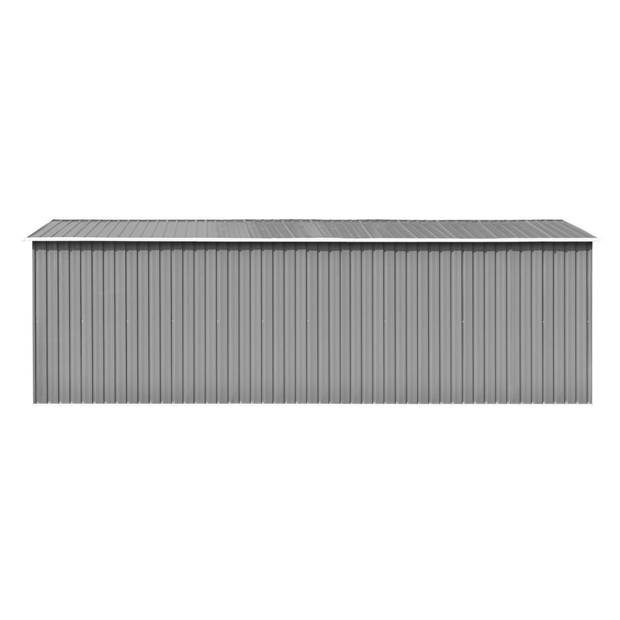 The Living Store Metalen Schuur - Grijs - 257 x 580 x 181 cm - Met Schuifdeur en Ventilatieopeningen