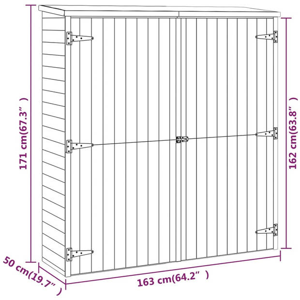 vidaXL Tuinschuur 163x50x171 cm massief grenenhout