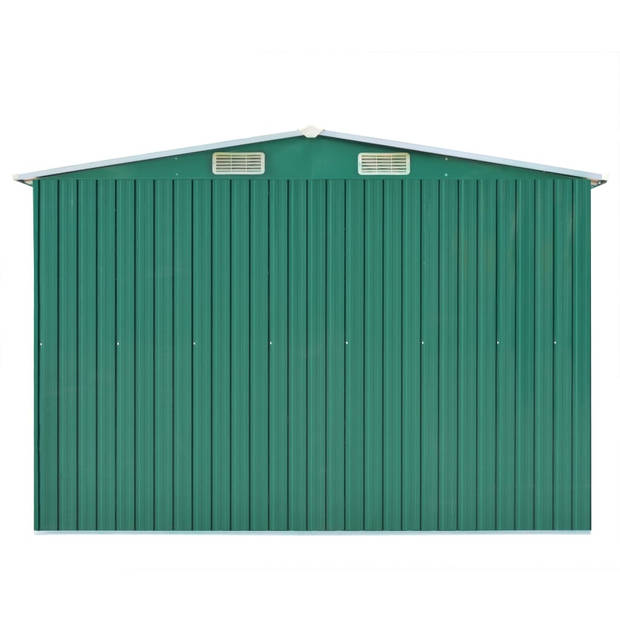 The Living Store Metalen Schuur - Gegalvaniseerd Staal - 257 x 580 x 181 cm - Groen