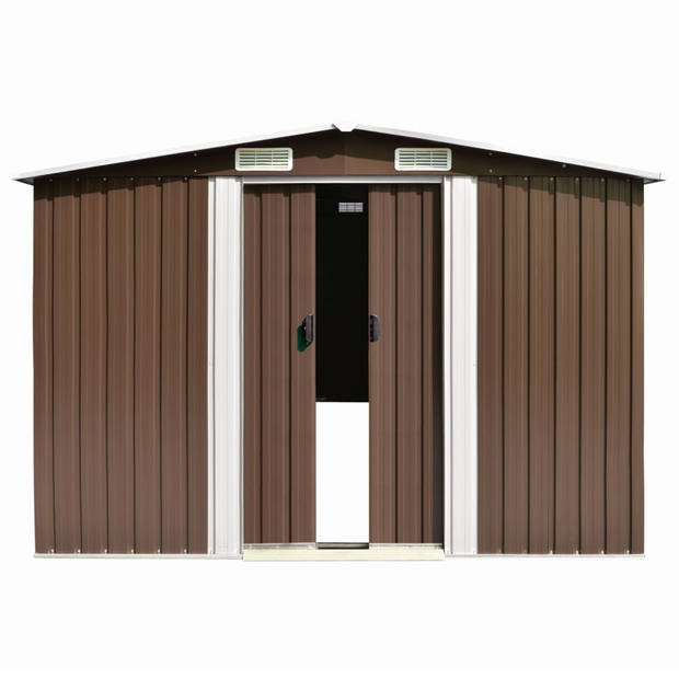 The Living Store Schuur Gegalvaniseerd Staal - 257 x 990 x 181 cm - Dubbele Schuifdeuren - Bruin