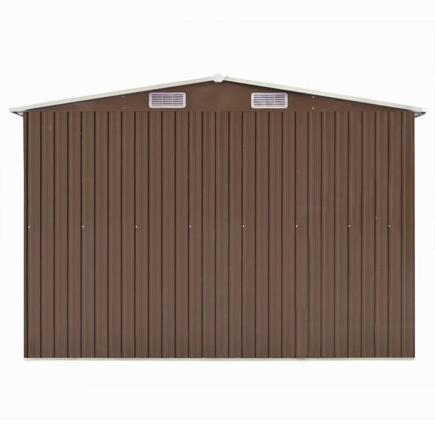 The Living Store Schuur Gegalvaniseerd Staal - 257 x 990 x 181 cm - Dubbele Schuifdeuren - Bruin