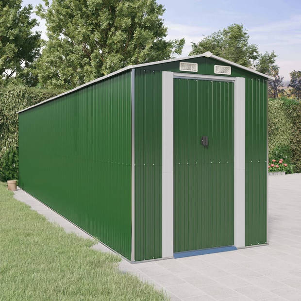 The Living Store Tuinschuur - Groen Gegalvaniseerd Staal - 192 x 772 x 223 cm - Inclusief Montagehandleiding