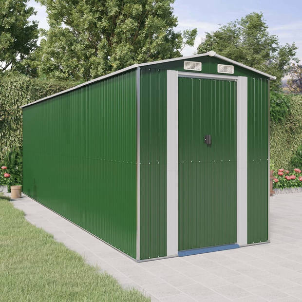 The Living Store Tuinschuur - Stalen opbergoplossing - 192 x 606 x 223 cm - Groen