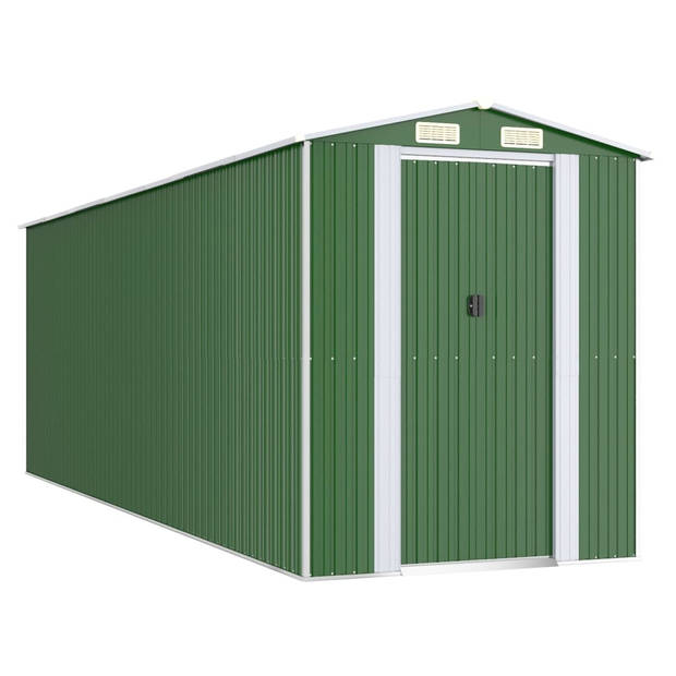 The Living Store Tuinschuur - Stalen opbergoplossing - 192 x 606 x 223 cm - Groen