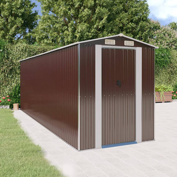 The Living Store Schuur Dark Brown - 192 x 606 x 223 cm - Durable galvanized steel