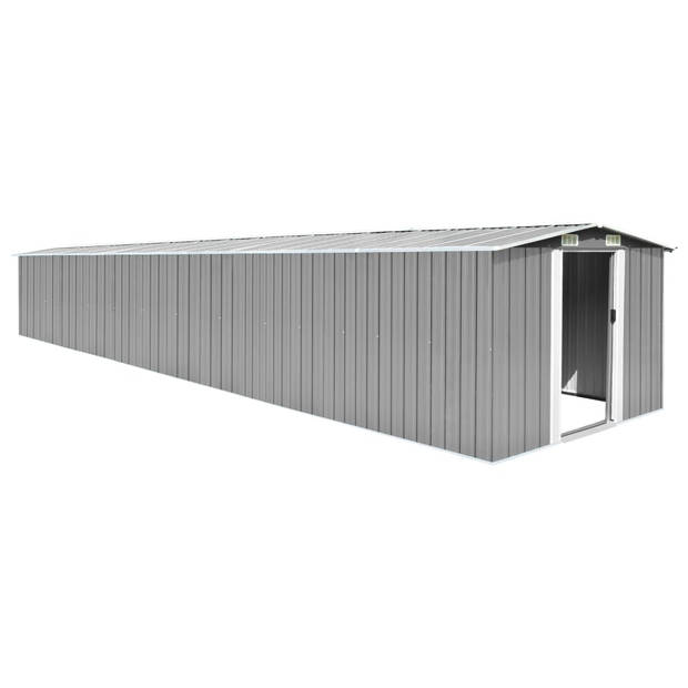 The Living Store Gegalvaniseerd Stalen Schuur - 257x779x181 cm - Met Ventilatie - Dubbele Schuifdeuren