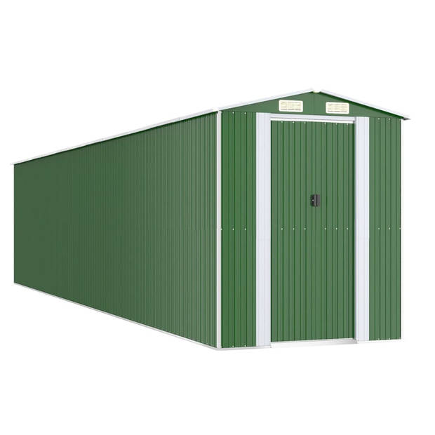 The Living Store Tuinschuur Gegalvaniseerd Staal - 192x938x223 cm - Groen