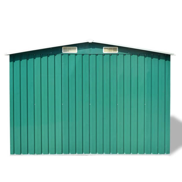 The Living Store Metalen Berging - Groen - 257 x 205 x 178 cm (B x D x H) - Gegalvaniseerd Staal