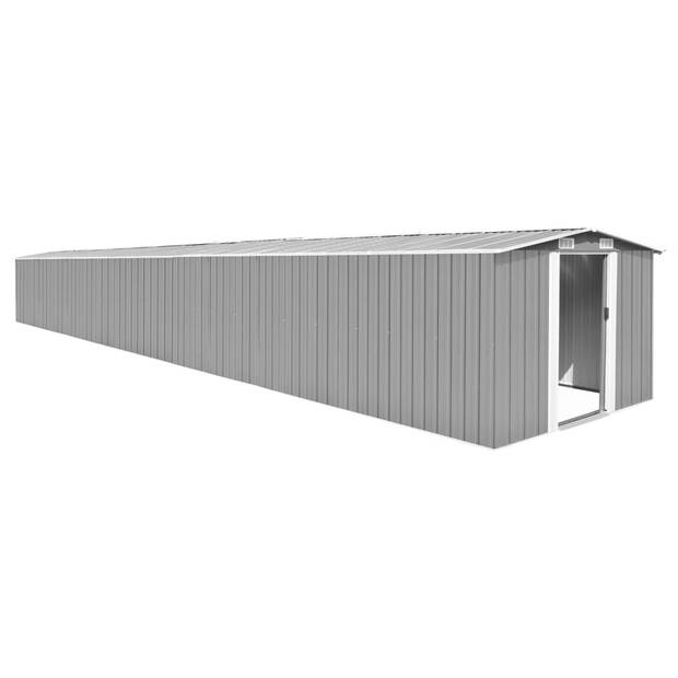 The Living Store Gegalvaniseerd Stalen Schuur - 257 x 990 x 181 cm - Met Ventilatie - Dubbele Schuifdeur - Grijs